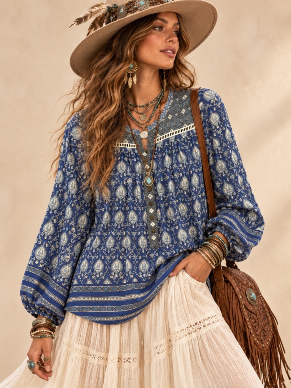 Spell & The Gypsy Collective Oracle Blouse Indigo XS Metallic Boho